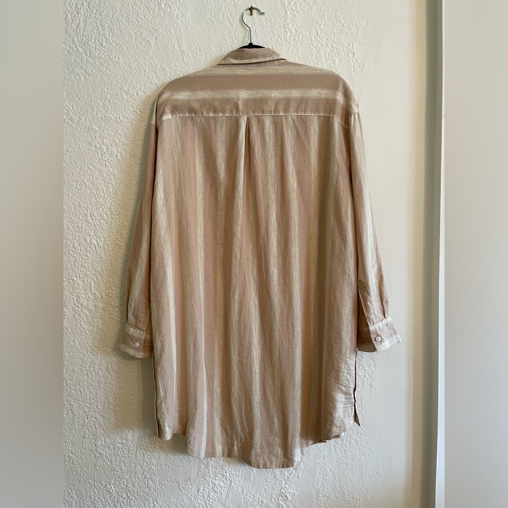 Stars Above Linen Blend Sleep Shirt Dress Pajamas Super Comfy L - Picture 2 of 8